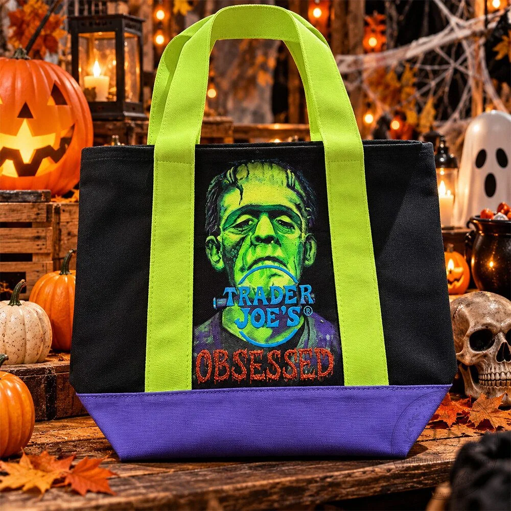 Trader Joe’s Frankenstein Halloween Canvas Tote Bag 3 Trader Joe’s Frankenstein Halloween Canvas Tote Bag