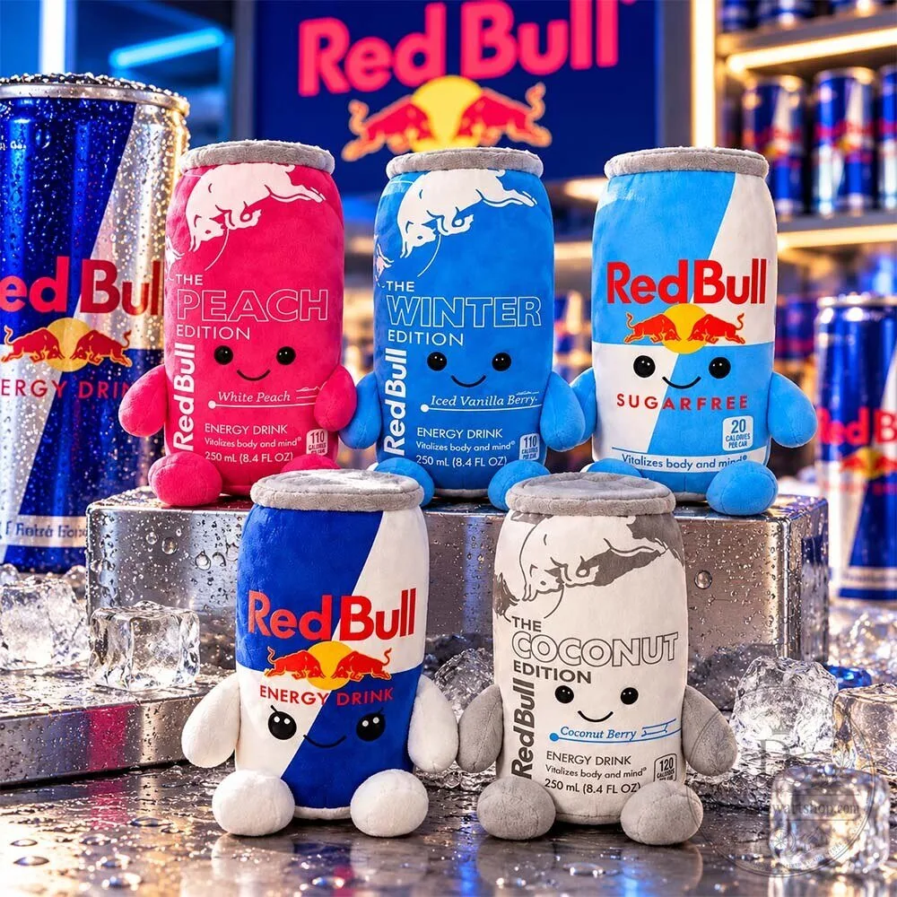 Cute Red Bull Energy Can Edition Plush Toy
