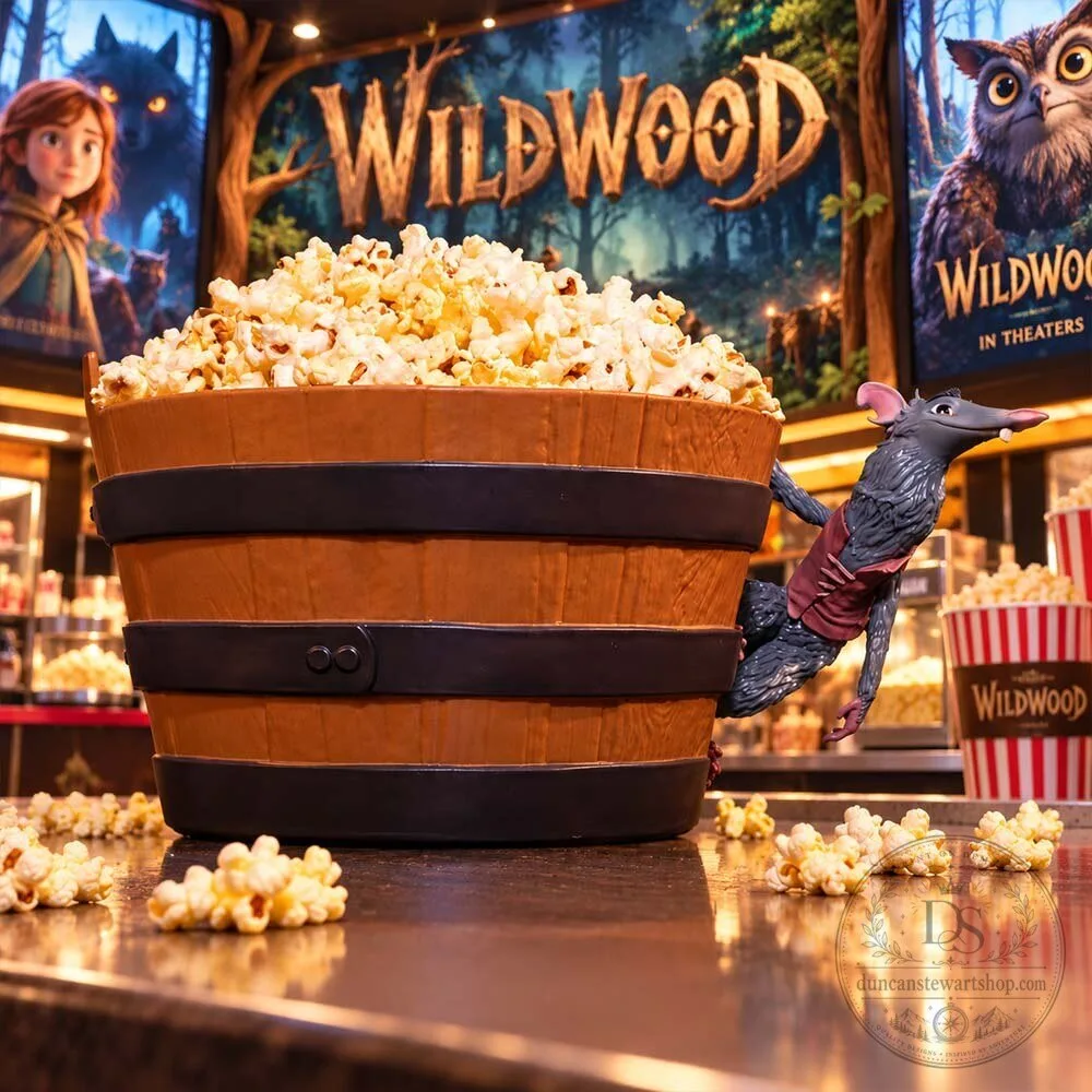 LAIKA Wildwood Septima Wooden Barrel Popcorn Bucket